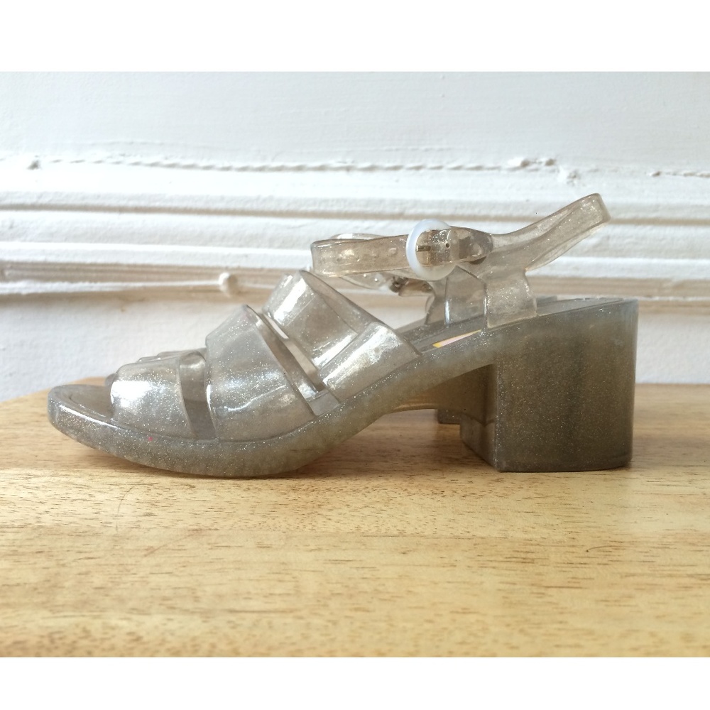 SOLD - Glitter Clear Strappy Platform Jelly Sandal
